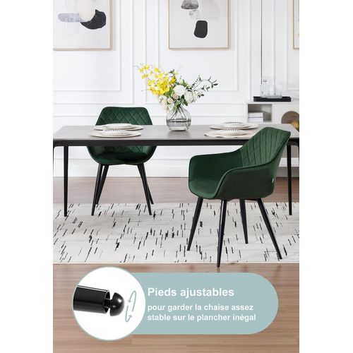 Chaise De Salle à Manger, Chaise De Salon/Cuisine, Velours+Métal, 45x41 Cm, Vert