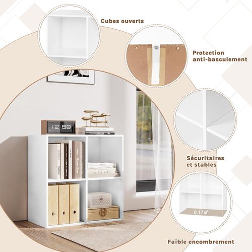 Bibliothèque Armoire. Etagère De Rangement En Mdf. Meuble De Rangement.60x30x60 Cm. Blanc