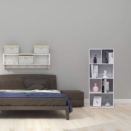 Bibliothèque Armoire. Etagère De Rangement. Meuble De Rangement. 50x30x118 Cm. Blanc