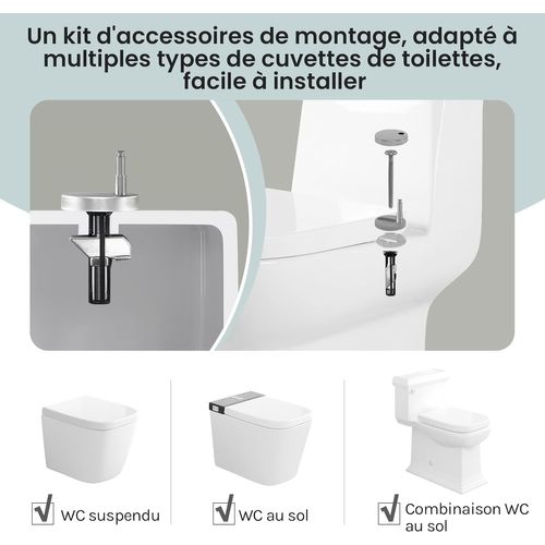Abattant De Toilette En Duroplaste Avec Charnière Inoxydable.couvercle De Wc.48.3x36.7cm.blanc