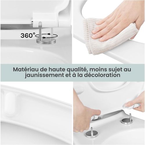 Abattant De Toilette En Duroplaste Avec Charnière Inoxydable.couvercle De Wc.48.3x36.7cm.blanc