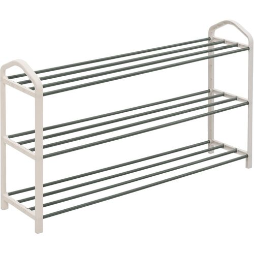 Etagère à Chaussures De 3 Étages-Meuble à Chaussure Pour 12 Paires De Chaussures-79x19.5x45cm-Crème