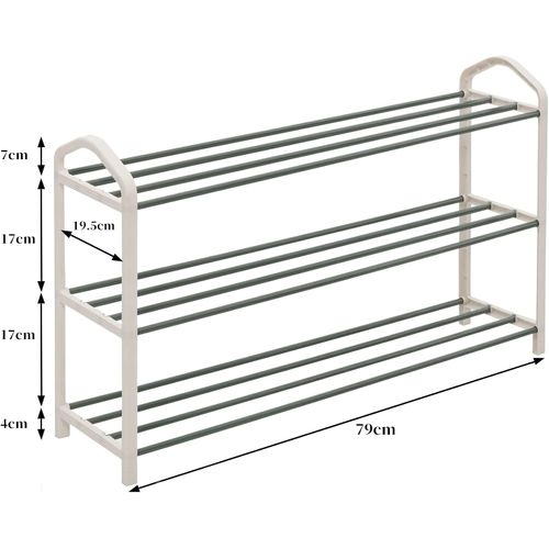 Etagère à Chaussures De 3 Étages-Meuble à Chaussure Pour 12 Paires De Chaussures-79x19.5x45cm-Crème