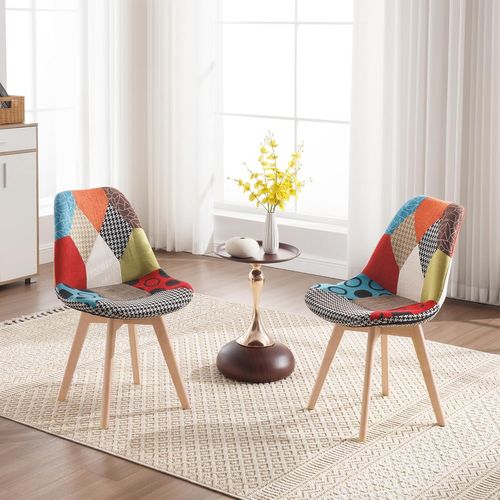 6 X Chaises De Salle à Manger. Chaises Scandinaves Pieds En Bois Style Nordique Patchwork