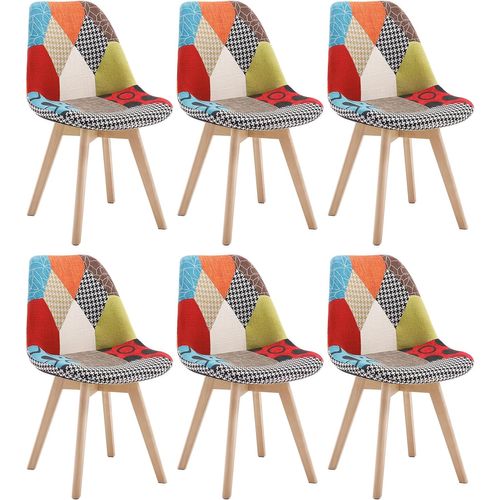 6 X Chaises De Salle à Manger. Chaises Scandinaves Pieds En Bois Style Nordique Patchwork
