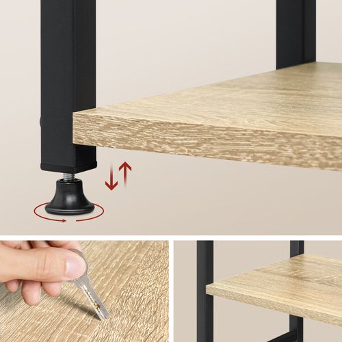 Étagère De Rangement.étagère De Cuisine En Bois+métal.60x28x148cm.noir+chêne Clair