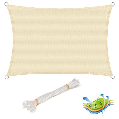Voile D’ombrage 4x5m Rectangulaire En Hdpe.protection Contre Le Soleil.crème