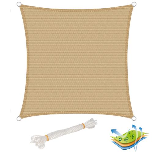 Voile D’ombrage Carré 2x2 M En Hdpe.protection Contre Le Soleil. Sable