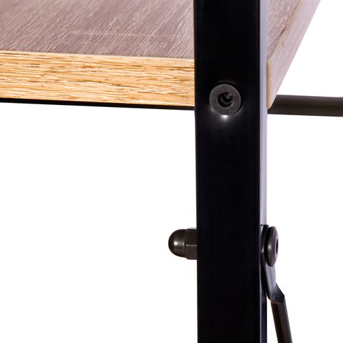 Étagère De Rangement En Acier+bois Avec 4 Tablettes.étagère Cuisine.60x28x116cm.noir+chêne Clair