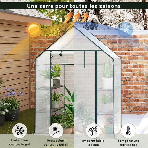 Serre De Balcon/jardin/terrasse En Pe. Serre à Tomate Avec Porte. Cadre En Acier.143x73x195cm