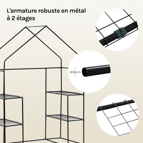 Serre De Balcon/jardin/terrasse En Pe. Serre à Tomate Avec Porte. Cadre En Acier.143x73x195cm