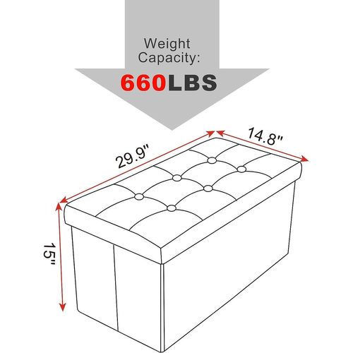 Tabouret Pouf Coffre Boîte De Rangement-siège Rembourré En Lin-chaise Longue-76x37-5x38cm-beige