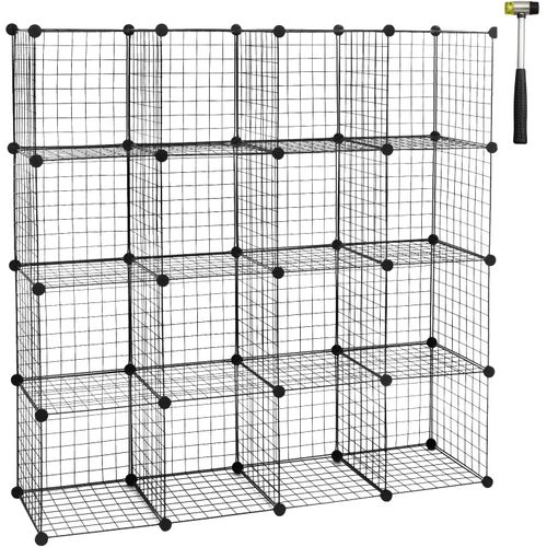 Étagère Cube En Grille Étagère Diy Pour Rangement Armoire De Penderie Noir 16 Compartiments