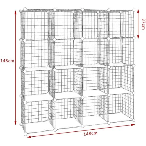 Étagère Cube En Grille Étagère Diy Pour Rangement Armoire De Penderie Noir 16 Compartiments