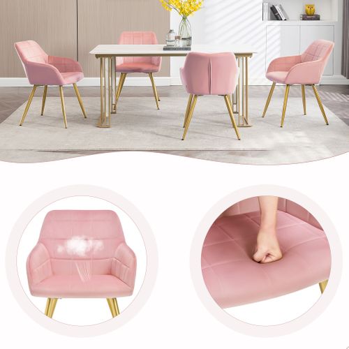 Chaise De Salle à Manger Chaise De Cuisine Chaise De Salon En Velours Or Pieds En Métal Rose
