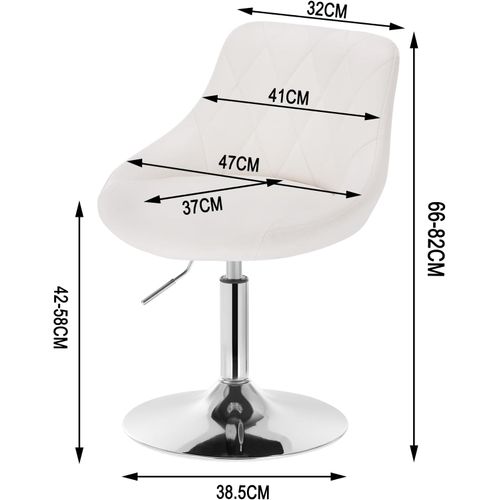 Lot De 2 Tabourets De Bar En Similicuir-Tabourets De Rotatif Pieds En Métal-Hauteur Réglable-Blanc