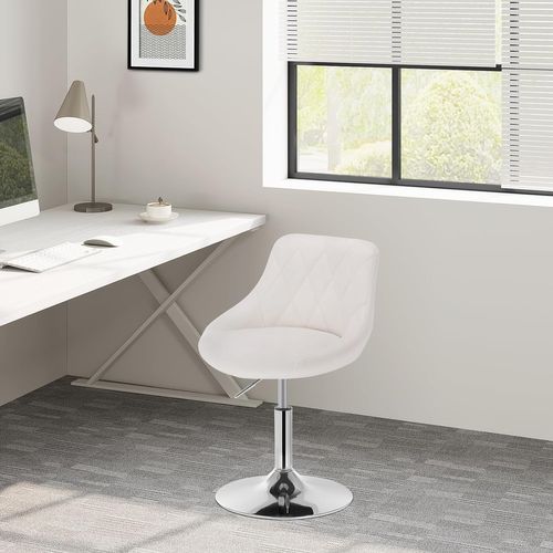 Lot De 2 Tabourets De Bar En Similicuir-Tabourets De Rotatif Pieds En Métal-Hauteur Réglable-Blanc