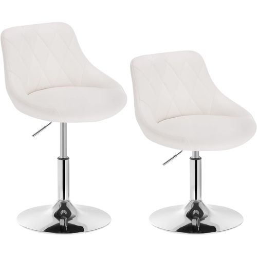 Lot De 2 Tabourets De Bar En Similicuir-Tabourets De Rotatif Pieds En Métal-Hauteur Réglable-Blanc