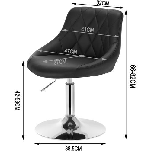Lot De 2 Tabourets De Bar En Similicuir-tabourets De Rotatif Pieds En Métal-hauteur Réglable-noir