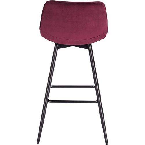 Lot De 2 Tabourets De Bar Avec Repose-pieds-tabourets Pour Bar-bistro-en Velours + Métal-bordeaux