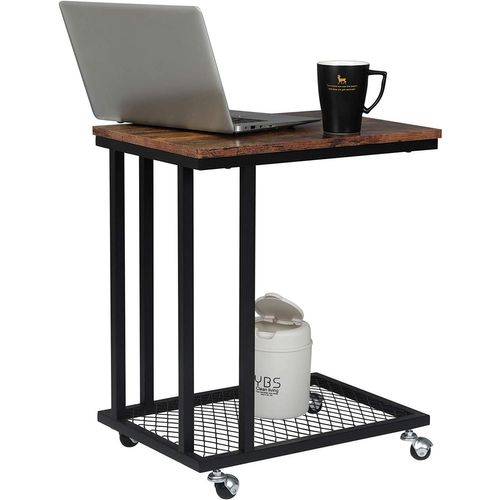 Table D'appoint.bout De Canapé.table De Chevet En Mdf+métal.portable à Roulettes.51x36x60 Cm