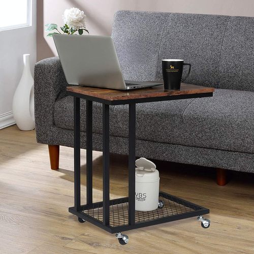 Table D'appoint.bout De Canapé.table De Chevet En Mdf+métal.portable à Roulettes.51x36x60 Cm