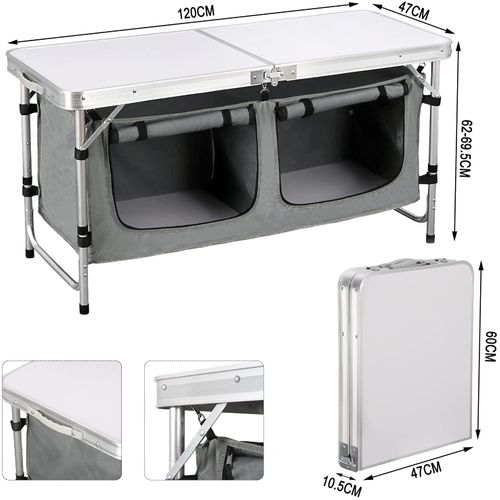 Table De Pique-nique Pliante.table En Aluminium.cuisine De Camping.120x47x62/69.5cm