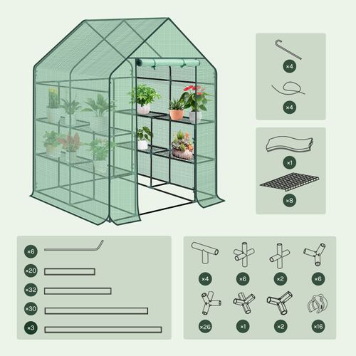 Serre De Jardin Pe.serre Pour Légumes Avec Porte. 143x143x195cm. Vert