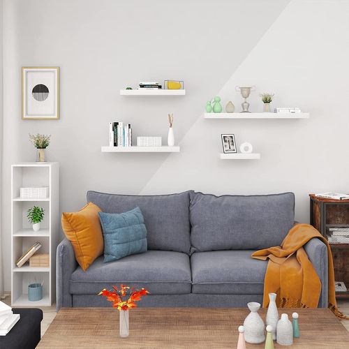 Lot De 4 Étagère Murale.tablette Murale.étagère à Livres.panneau De Bois.30x22.9x3.8cm.blanc.