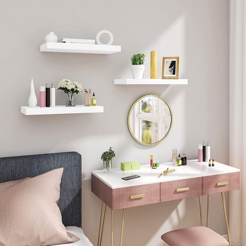 Lot De 3 Étagère Murale.étagère Suspendue+flottante En Mdf Pour Cuisine/chambre/salle De Bain blanc