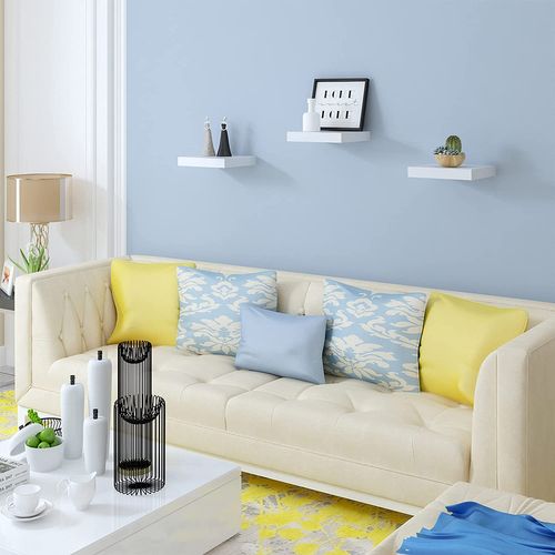 Lot De 3 Étagère Murale.étagère Suspendue+flottante En Mdf Pour Cuisine/chambre/salle De Bain blanc