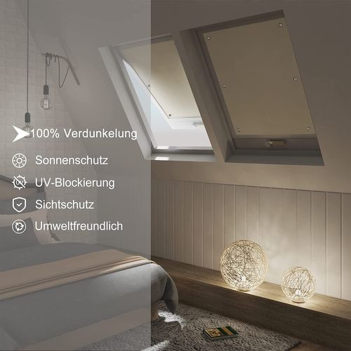 Store Pour Fenêtre.rideau Occultant Avec Ventouses.sans Perçage Protection Solaire.beige.76x115cm