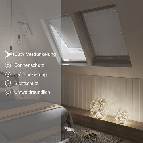 Store Pour Fenêtre.rideau Occultant Avec Ventouses.sans Perçage Protection Solaire.gris.116x120cm