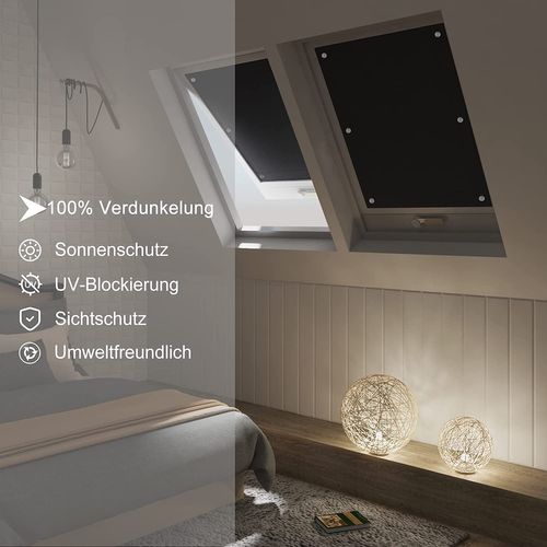 Store Pour Fenêtre.rideau Occultant Avec Ventouses.sans Perçage Protection Solaire.noir.116x120cm