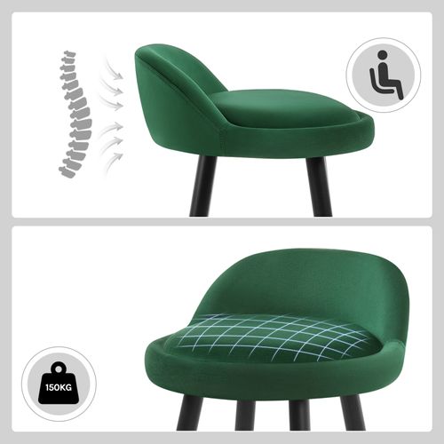 Tabouret De Bar En Velours-tabouret De Comptoir Avec Repose-pieds En Métal-vert Foncé-capacité 120kg