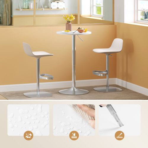 Table De Bar Ronde. Réglable En Hauteur 69.5-91.5 Cm. Pivotante à 360°. Table De Bistrot. Blanc.