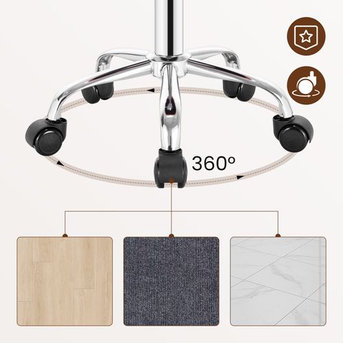 Tabouret De Bureau Avec Dossier-Chaise D'ordinateur à Roulettes- 43-54-5cm-Rose