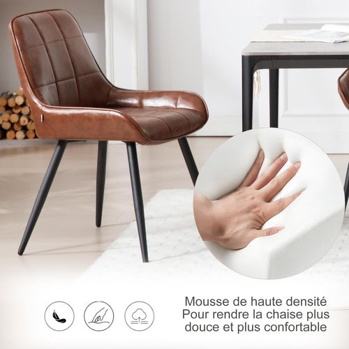 Lot De 2 Chaises De Salle à Manger. Chaises Relaxantes En Similicuir Avec Dossier. Marron