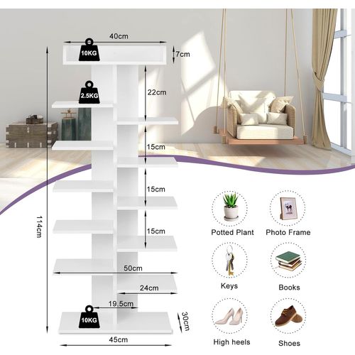 Étagère à Chaussures à 12 Niveaux. Meuble à Chaussures Blanc. En Bois D’ingénierie