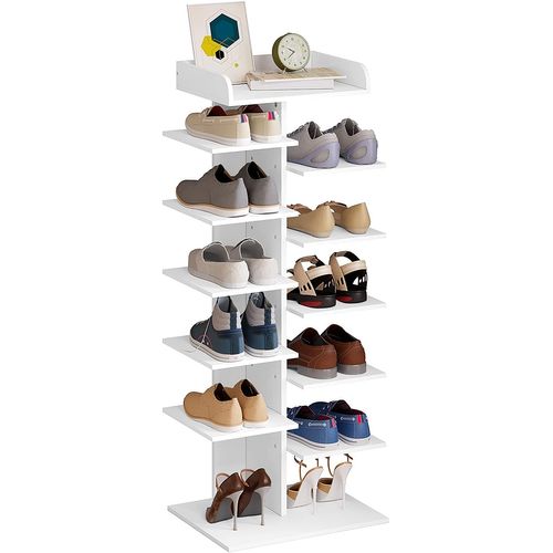 Étagère à Chaussures à 12 Niveaux. Meuble à Chaussures Blanc. En Bois D’ingénierie