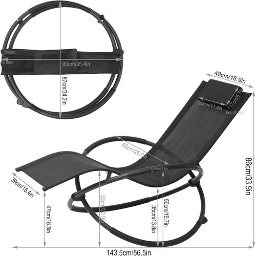 Lot De 2 Chaise Longue Pliable Bain De Soleil-fauteil Relax Baignoire En Tissu Respirant-noir