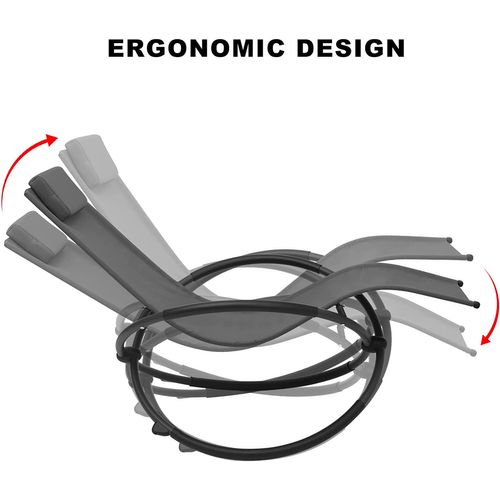 Lot De 2 Chaise Longue Pliable- Bain De Soleil Pour Jardin - En Tissu Respirant - Gris