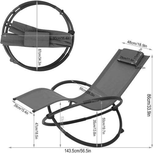 Lot De 2 Chaise Longue Pliable- Bain De Soleil Pour Jardin - En Tissu Respirant - Gris