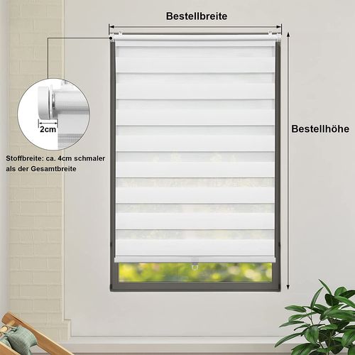 Store Enrouleur Double.store Sans Cordon.store à Rouleau Klemmfix Tamisant.70x130 Cm Blanc.