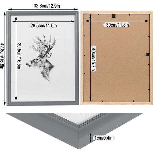 1 Pièce Cadre De Photo En Bois. Artos Style Façade En Verre.30x40 Cm.gris