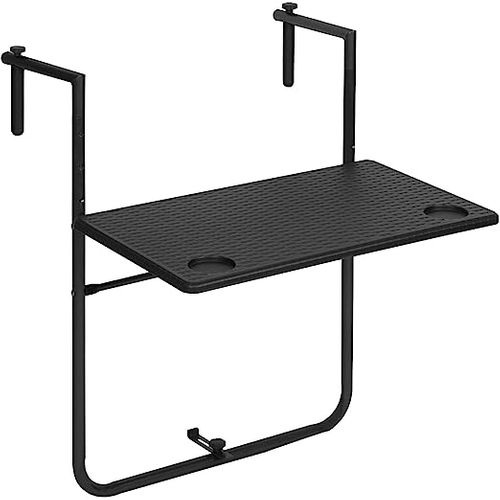 Table De Balcon Suspendue.table Murale Rabattable Avec 3 Hauteurs Réglables.cadre En Métal.noir