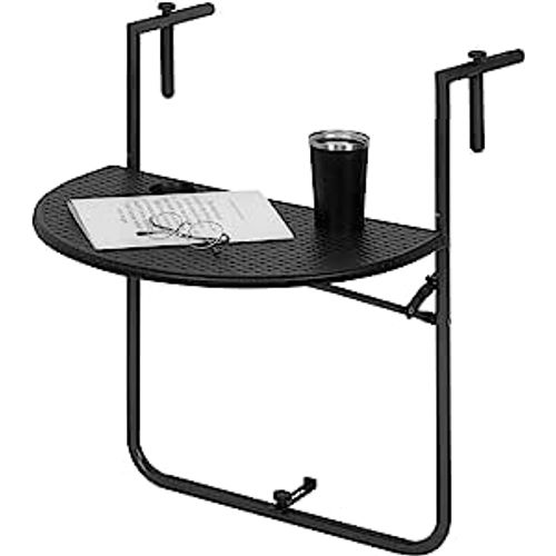 Table De Balcon Suspendue.table Murale Rabattable Avec 3 Hauteurs Réglables En Aspect Rotin.noir