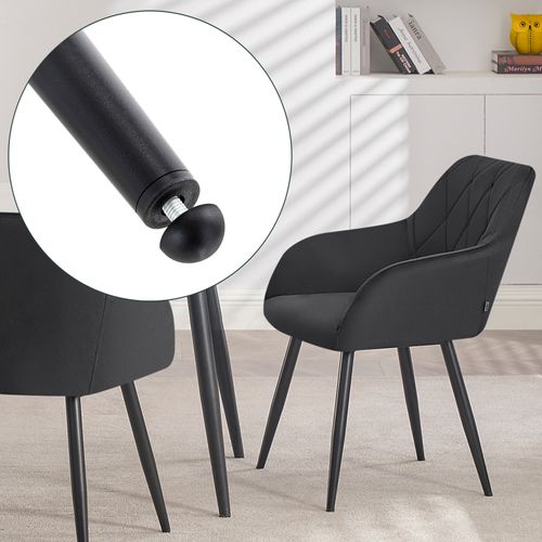 4x Chaise Salle à Manger-Chaise De Cuisine En Velours-Assis Rembourré Et Pieds En Métal-Noir