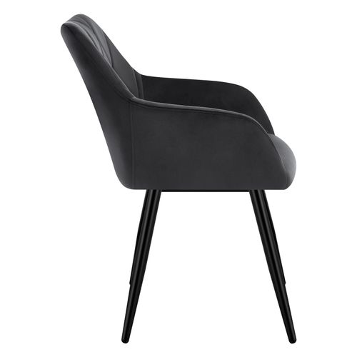 6x Chaise Salle à Manger-Chaise De Cuisine En Velours-Assis Rembourré Et Pieds En Métal-Noir