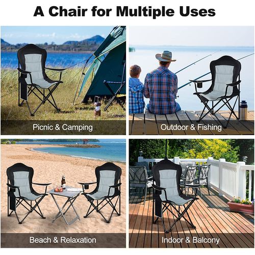 Chaise De Camping Pliable - Chaise Plage Légère - Chaise De Jardin Exterieur. Noir+Gris Clair